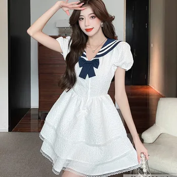 Guler Marinar Rochii Femei Dulce Rochie De Bal Mini Princess Licitație Coreeană Stil Șic De Vară Blând Fată Vestidos Noi Streetwear