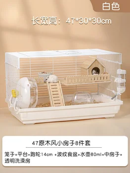 Hamster mic cușcă specială din lemn masiv ieftin spațiu mare de două duble de lux etaje vila consumabile