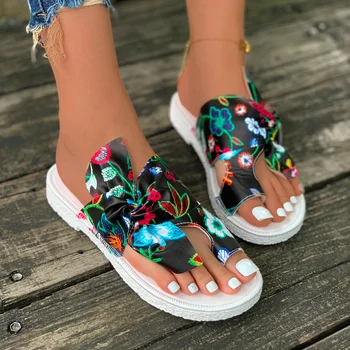 Imprimare de moda pentru Femei Papuci de Vara Nou în aer liber tv cu Pantofi de Plaja si sandale Confortabile Bowknot Slip-on Doamnelor Papuci de casă Zapatos