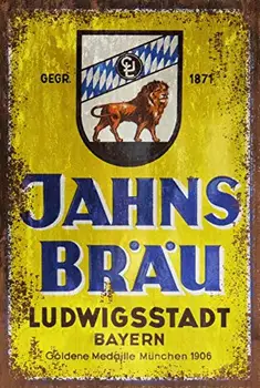 Jahns BRAU Bere germană Decor Semne 12x16 Inch Tablă de Metal Sign