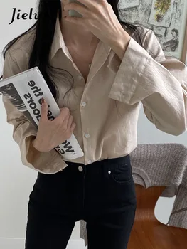 Jielur Coreean Chic Simplu Vrac Femei Tricou Casual, De Culoare Solidă De Moda Tricou Femei Alb-Kaki Verde Strada Top De Sex Feminin Coreeană