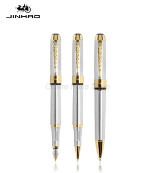 Jinhao 250 De Metal Din Oțel Inoxidabil Stilou Roller Ball Pen Poftă De Mâncare Pix De Unică Folosință Aur Asieta Papetărie De Birou Pen