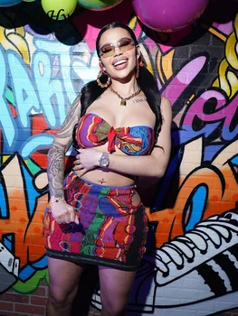 JusaHy Femei Nou Y2K Colorat Imprimat Stilul Hip-Hop Street Casual Două Bucăți Seturi Stil Național Piept Ambalaj Top si Fusta Șold