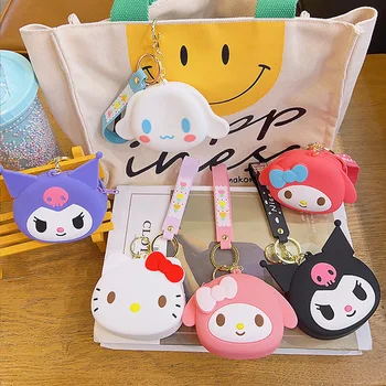 Kawaii Sanrio Geanta Mea Melodia Hello Kitty Breloc Kuromi Portofel Anime Silicon Sac de Depozitare Poseta de Monede Titularului Cardului Cadou pentru Copii