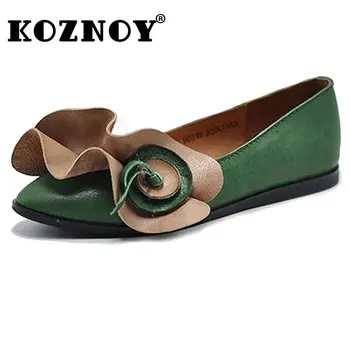 Koznoy Doamnelor Pantofi de Vara 2023 Naturala de Vaca de 1 cm de piele de Oaie Piele Noua La Femei Apartamente Artistică a Subliniat Toe Confortabil de Agrement Moda