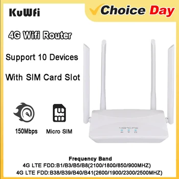 KuWFi 4G LTE Router de 150Mbps Wireless Wifi hotspot WiFi CPE 3G 4G Cu SIM Card Slot RJ45 WAN, LAN, Suport pentru 10 Dispozitive Pentru Acasă