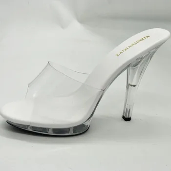 LAIJIANJINXIA Noi 13CM/5inches Pvc Superioare de Moda Sexy Exotice cu Toc Platforma Petrecere de Femei papuci de casă Polul Pantofi de Dans N037