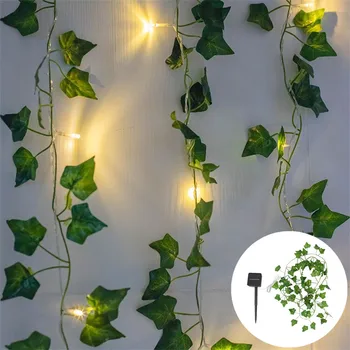 LED Lumini Șir Anul Nou, Crăciun, Decorare Nunta în aer liber de Iluminat Solare de Gradina Lumina Solară Artificială Frunză Verde Flori