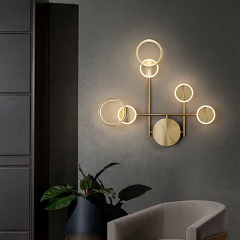 LED-uri de Perete, Lămpi de Noptieră Lux Cupru Art Deco Perete Tranșee Lumini pentru Dormitor, Living Loft Culoar Casa de Iluminat Interior WF1113