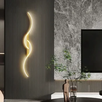 LED-uri moderne Zid Lung de Lumină Simplu Creativ Camera de zi Canapea Fundal Lumina de Perete Dormitor Noptieră Acasă Lumina de Interior Negru/Auriu