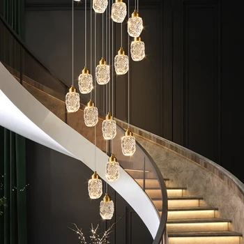 LEDcrystal candelabru de aur moderne vila de lux scara lampă sala de mese simple decoratiuni interioare de iluminat pandantiv lampa de dormitor