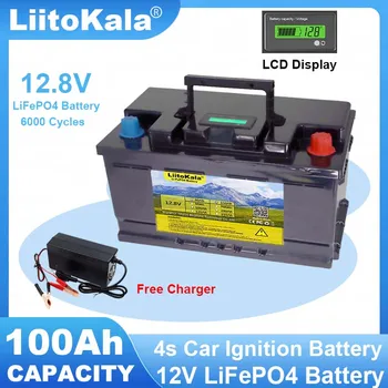 LiitoKala 12V/12.8 v 100AH LiFePO4 Baterie 4string BMS Max 300A 6000Cycles pentru bricheta Mașinii Invertor, Baterii Tax Free