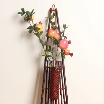 Manual de bambus țesute violet bambus agățat de perete floare ware, stil Chinezesc agățat de perete aranjament de flori, coș de bambus