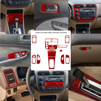 Masina Decoratiuni Interioare Carbon Fibre Roșii Autocolant Pentru Honda Civic 2003 2004 2005 Accesorii Auto