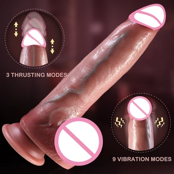 Mici Glandul Dildo Vibrator Realist Penis Telescopic Silicon Moale Vibratoare punctul G Feminin Stimularea Anală Vibratoare pentru Femei