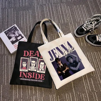 Miercuri Addams shopping bag sac de iută refolosibile bumbac cumparator de reciclare geanta shopper bag ecobag pliabil sfoară de iută sac din pânză