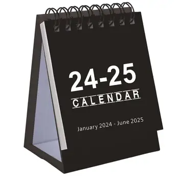 Mini-Calendar de Birou de 18 luni Mic Calendar de Birou Jan 2024 iunie 2025 Twin-wire Obligatoriu Portabile, Desktop Calendar pentru Acasă