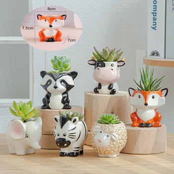 Mini Ghiveci Plante Suculente Bonsai Ghivece Decor Acasă Nordic Nou Stil Ceramice De Animale Ghiveci De Desene Animate Zebra Oi Cap De Vacă