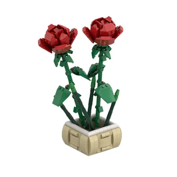 MOC Red Rose Flori Creative Ghiveci de Idei Set de Blocuri de Construcție Truse de Jucarii pentru Copii, Cadouri pentru Copii Jucărie 574PCS Cărămizi 40460
