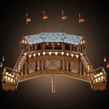 MOC Turneu Medieval Motive Blocuri Model de Castelul De pe Terenul de Joc Cărămizi Jucarii Creative pentru Copii Cadouri
