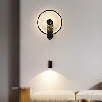 Modernă cu LED-uri Lampă de Perete Ceas de Tranșee pentru Noptiera Dormitor Living Sufragerie Culoar, Coridor Decor Acasă de Iluminat Luciu