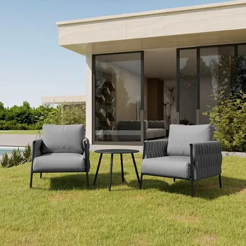 Modernă în aer liber Set Canapea Scaune Profundă pentru Gradina Pridvor de Relaxare Scaun Fotolii Cu masuta de Cafea de Marfă gratuit