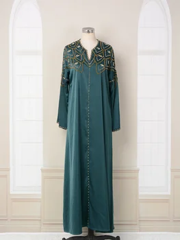MT016 Dubai Femei Musulmane-i Poarte Margele Grele din Industria de Moda Noua si Atmosfera Rochie Abaya