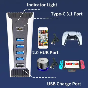 Multi Porturi Hub USB Suport pentru mai multe dispozitive pentru PS5 de la 1 la 5 USB3.0 Consola De Import Splitter Expander Adaptor Digital Edition