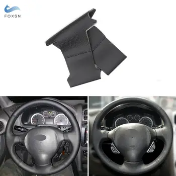 Mâna Panglica Neagra din Piele Perforata Auto-styling Interior Capac Volan Pentru Hyundai Santa Fe 2001 2002 2003 2004 2005 2006