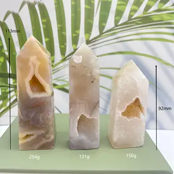 Naturale Sakura Agat Cristal Stâlp de Piatră de Vindecare de Energie Minereu Minerale Meserii Acasă Decor 1BUC