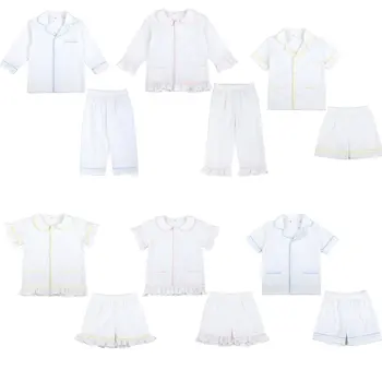 New Sosire Copilul Seturi De Pijamale Fete Baieti Homewear Frate Tinutele Alb Materialul Moale Copii Maneca Lunga, Pijamale Mathing Set