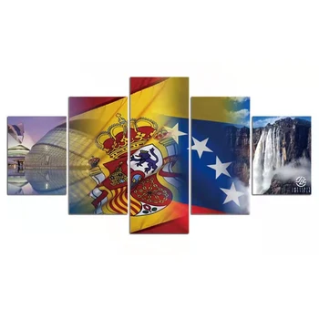 Neînrămate 5 Panou Pavilion din Venezuela, Spania Modular Cuadros Panza HD Imprimare Postere de Arta de Perete Imagini HD Picturi Cameră Decor Acasă