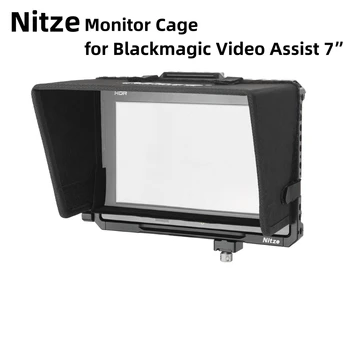 Nitze Monitor Cușcă w Parasolar/n HDMI USB C Clemă de Cablu pentru Blackmagic Video Assist 7