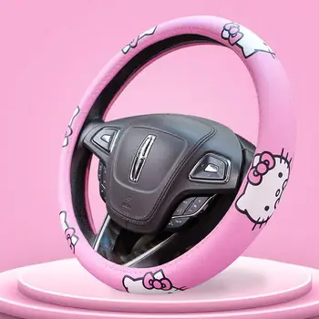 Noi Kawaii Hello Kitty Masina Capac Volan Sanrio Pisica Kitty Roz Mașină Mâner Auto Accesorii Auto Interioare Decor