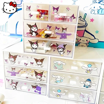 Noi Kawaii Sanrio MyMelody Cinnamoroll Cutie De Depozitare Anime Desktop Sertar Organizator Mini Student Desktop Care Pot Fi Stivuite Bijuterii Cabinet