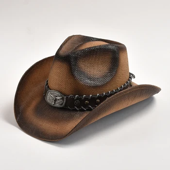 Noi Paie Western Cowboy Hat pentru Barbati Primavara-Vara Panama Pălării de Soare Retro Elegant Fermiera Jazz Capac Sombrero Hombre