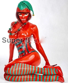 Noi roșie Sexy costum de Crăciun din piele de brevet atmosferică bar gogo petrecere Super fata bodysuits