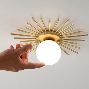 Nordic minge de sticlă Lumini Plafon Sun Forma de Metal G9 Lumini de aur Hol Vestiar, hol lumina