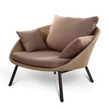 Nordic în aer liber din trei piese rattan canapea, masă de cafea, simplu și casual, curte interioară, masuta si scaun combinație