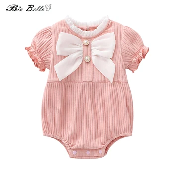 Nou-Născut Copilul Fata De Bumbac Body Maneca Scurta De Culoare Roz Cu Volane Costume Pentru 0-24 Luni De Moda Fete Salopeta