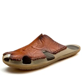 Noua Din Piele De Calitate, Non-Alunecare Papuci Barbati, Sandale De Plajă Confortabil Pantofi De Vara Pentru Bărbați Papuci Clasici Barbati Flip Flops