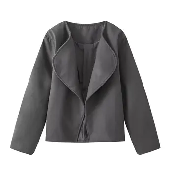 Noua Moda De Primăvară Bumbac Trunchiate Jachete Femei 2024 Toamnă Lungă Cu Mâneci Lungi De Lână Sacou Feminin Casual Solidă Cardigan Îmbrăcăminte Exterioară