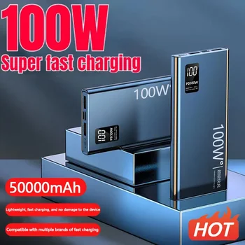 Noua Putere Banca 50000mAh 100W Dual Port Super-Rapid de Încărcare Extern Portabil Încărcător de Baterie Pentru iPhone Xiaomi, Huawei Samsung