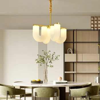 Noutatea LED Lumini Pandantiv Creative Nou Stil în formă de U Acrilice Salon, Sala de Mese Bucătărie Agățat Lampă de Metal de Aur Picătură de Transport maritim