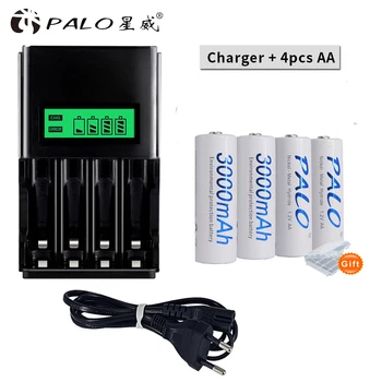 PALO 1.2 V Ni-Mh AA, AAA Baterii Reîncărcabile AA/AAA Baterii Reincarcabile + LCD Inteligent Încărcător de Baterie