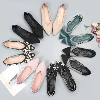 Pantofi pentru femei ochiurilor de Plasă Respirabil Subliniat Deget de la picior Plat Pantofi de Moda Fund Moale Tricotate Pantofi Femei Casual Slip pe Încălțăminte Loafers85