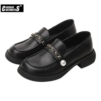 Pantofi platforma Femei Stil Britanic Slip-on Mocasini 2022 Nou cu talpi Groase Colegiul Stil Casual Mocasini din Piele Femei Pantofi