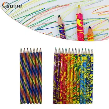 Pentru Arta de Desen de Colorat Schiță 2 BUC 4 Culori Același Miez Gros Gradient de Creioane Colorate Triunghi Mare Curcubeu Pen