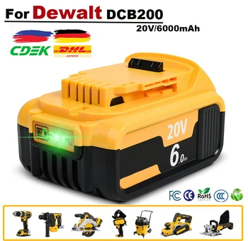 Pentru Dewalt 20V Baterie 6.0 Ah Acumulator de schimb Pentru Dewalt DCB200 Baterie Reîncărcabilă DCB206 DCB207 DCB204 Instrument de Putere a Bateriei