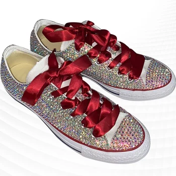 Personalitate de moda scrisoare stras design sentimentul de vin roșu panglică pânză pantofi de potrivire confortabil părinte-copil bord pantofi